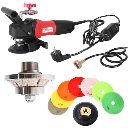 Hardin 3/8" Diamond Profile Wheel, WP800-220 4" Var Speed Polisher & 8 pc 4" Diamond Polishing Pad Set 38BWVPOLSET220